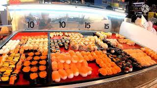 Sushi bar &  Salmon sashimi sets To go in  JJ  Chonburi Night market