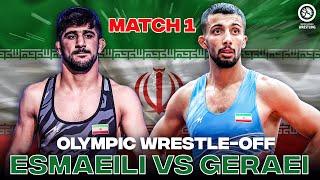 Paris 2024 Wrestle-Off Match 1: Mohammadreza GERAEI (IRI) vs Saeid ESMAEILI LEIVESI (IRI)