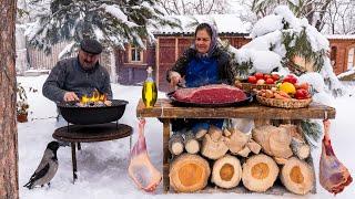 Grilled Beef Cutlets & Veggies with Hearty Soup | Rustic Stone Grill Flavors for Dinner