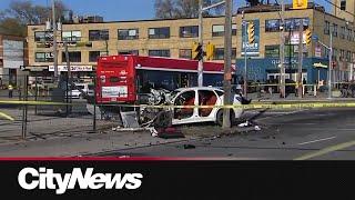 Several injured in crash involving stolen car, TTC bus in North York