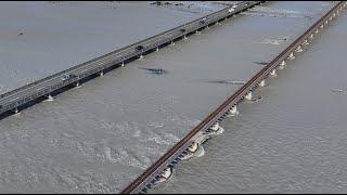 Rakaia River during Orange Warning Weather - by Drone