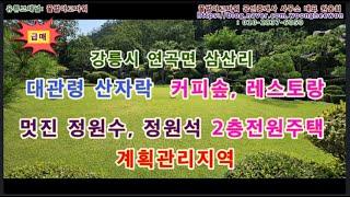 (급매) 강릉시 멋진 정원석 정원수 커피솦 레스토랑 별장용 2층주택과 토지 (협의가능)