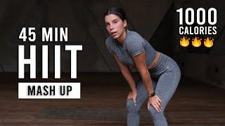 Burn 1000 Calories with this 45 MIN CARDIO HIIT Workout (Full Body, No Equipment, No Repeats)