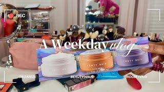 vlog! | why I’m vlogging, beauty room tour, clean my beauty space, & beauty haul