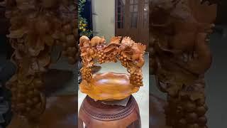 giỏ đựng hoa quả gỗ hương đá, đục nho sóc