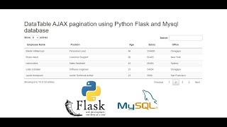 DataTable AJAX pagination with Search using Python Flask and Mysql database
