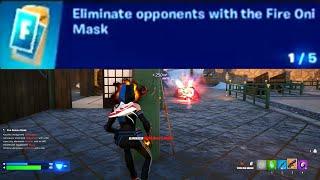 Eliminate opponents with the Fire Oni Mask Fortnite