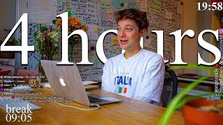 LIVE | 4-HOURS study with me ️ rain sounds & pomodoro timer 60 & 10
