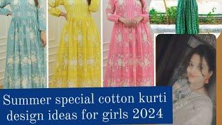 summer special cotton kurti design ideas for girls 2024/ latest cotton suit design