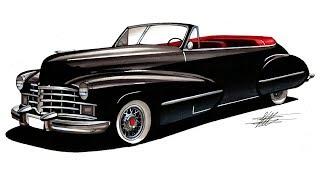 Realistic Car Drawing - 1947 Cadillac Series 47-6267 Convertible Coupe - Time Lapse