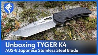 All-PURPOSE Folding EDC Knife - TYGER K4 | AUS-8 Japanese Stainless Steel Blade X G-10 Handle