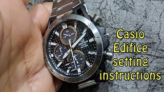 How to set the setting & check the battery of CASIO EQS 960D 1AVUDF Edifice Analog Watch #watch