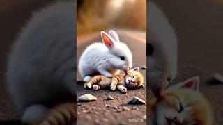 Rabbit journey l cat and rabbit story #animals #shorts #trending #rabbitrescue #ai#ytshorts#cartooon