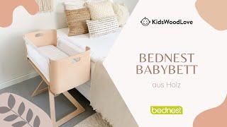 Bednest Babybett aus Holz | Beistellbett höhenverstellbar & klappbar (ab Geburt) | KidsWoodLove