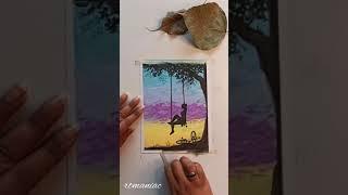 How To Draw Alone Girl| Oil Pastel Art #shorts #rtmaniac