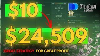  Great Strategy For Great Profit  $10 to $24,509  Live trade #pocketoption #binaryoptions