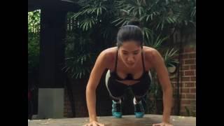 Alita Pear teaching push ups