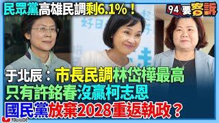 【94要客訴】民眾黨高雄民調剩6.1%！于北辰：市長民調林岱樺最高！只有許銘春沒贏！柯志恩國民黨放棄2028重返執政？