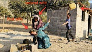 The brutal act of the monster's second wife to burn the first wife....