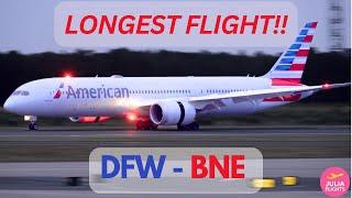 American Airlines LONGEST FLIGHT Lands in Brisbane Australia DFW-BNE