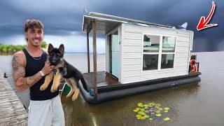 Overnight In My HOUSEBOAT with our New Puppy - TORNADO WARNING