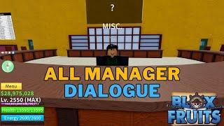 All Manager Dialogue & Their Meanings in Blox Fruits | How To Talk To The Manager in Blox Fruits?