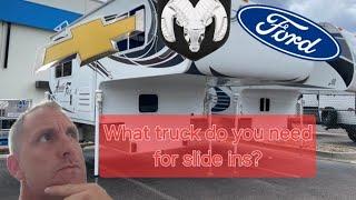 What kind of truck do I need for a Slide in Camper?  Let's talk 2024 Chevy HD, Ford SD, RAM HD!