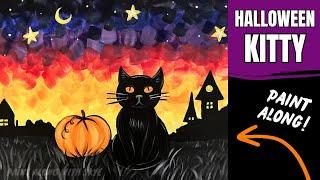 ‍⬛EP225- 'Halloween Kitty' easy Halloween acrylic painting tutorial black cat and pumpkin