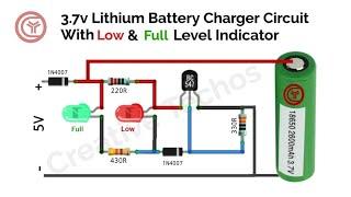 3.7 volt battery charger with low & full level indicator