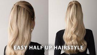 60 Second Half Up Half Down Hairstyle ️ Elegant Winter + Holiday Hairstyle