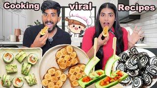 I tried Viral Reel Recipe | Cucumber Sushi, Oreo Sushi, Cucumber Boat, Banana Toast