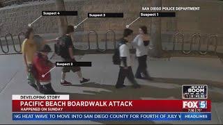 Suspects wanted in Pacific Beach boardwalk attack