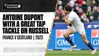 DUPONT MASTERCLASS  | A cheeky tap tackle from Antoine Dupont on Finn Russell.