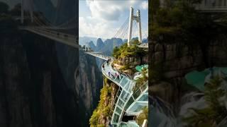 Extreme Glass Walkway Collapses on Cliff! #shorts #GlassBridge #Collapse #ExtremeAdventure #nature