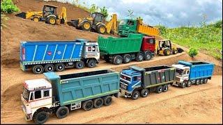 Jcb 3dx backhoe and Tata tipper truck 2518 parking videos | jcb cartoon | dumper gadi #2