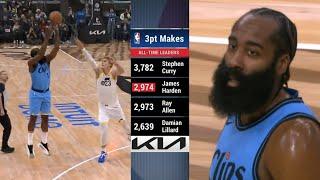 James Harden hits 3 to pass Ray Allen for 2nd on all-time 3PM list behind Steph Curry