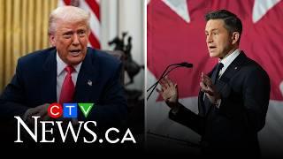 ‘Knock it off’ | Poilievre calls out Trump to stop tariffing Canada