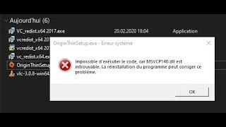 Comment résoudre les erreurs : MSVCP140.dll et VCRUNTIME140.dll (facile et rapide )