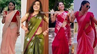 Aarthi subash tamil serial actress hot saree dance dubs