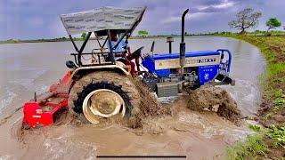 Rice  Farming Prepare | Swaraj 744 XT 2WD Tractor  attached Rotarvetor working in fully Mud |