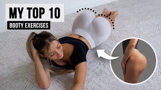 MY TOP 10 BOOTY EXERCISES in 10 Min without Equipment - Intense Glute Med & Max Workout, At Home