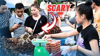 Eating scary FRIED INSECTS on the street! (Exotic Food)