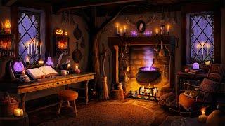 Cozy Witch Cottage - Halloween Ambience with Fireplace, Rain, & Distant Thunder for Relaxation