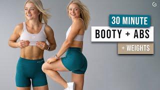 30 MIN BOOTY BURN AND ABS Workout - With Dumbbells, No Repeat, Follow Along Leg Day and Abs Finisher