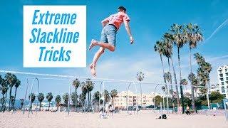 Extreme Slackline Tricks on the Beach