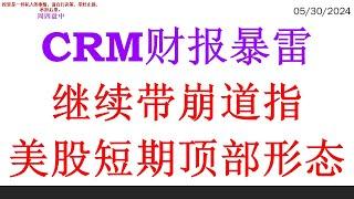 CRM财报暴雷, 继续带崩道指。美股短期顶部形态