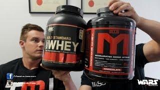 MTS Machine Whey v Optimum Nutrition 100% Whey Supplement Comparison - MassiveJoes.com SUPPWARS