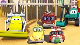 Construction Squad: Dump Truck, Crane, Excavator & Baby Cars build Paint Shooting Ran