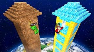 JJ's RICH vs Mikey's POOR Tallest House Survive Battle in Minecraft - Maizen