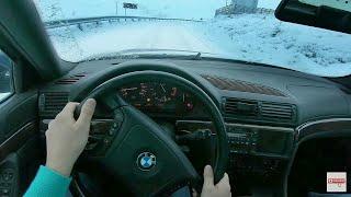 Pov Drive on Snow Bmw 740i 1998 V8 Vintage Luxury